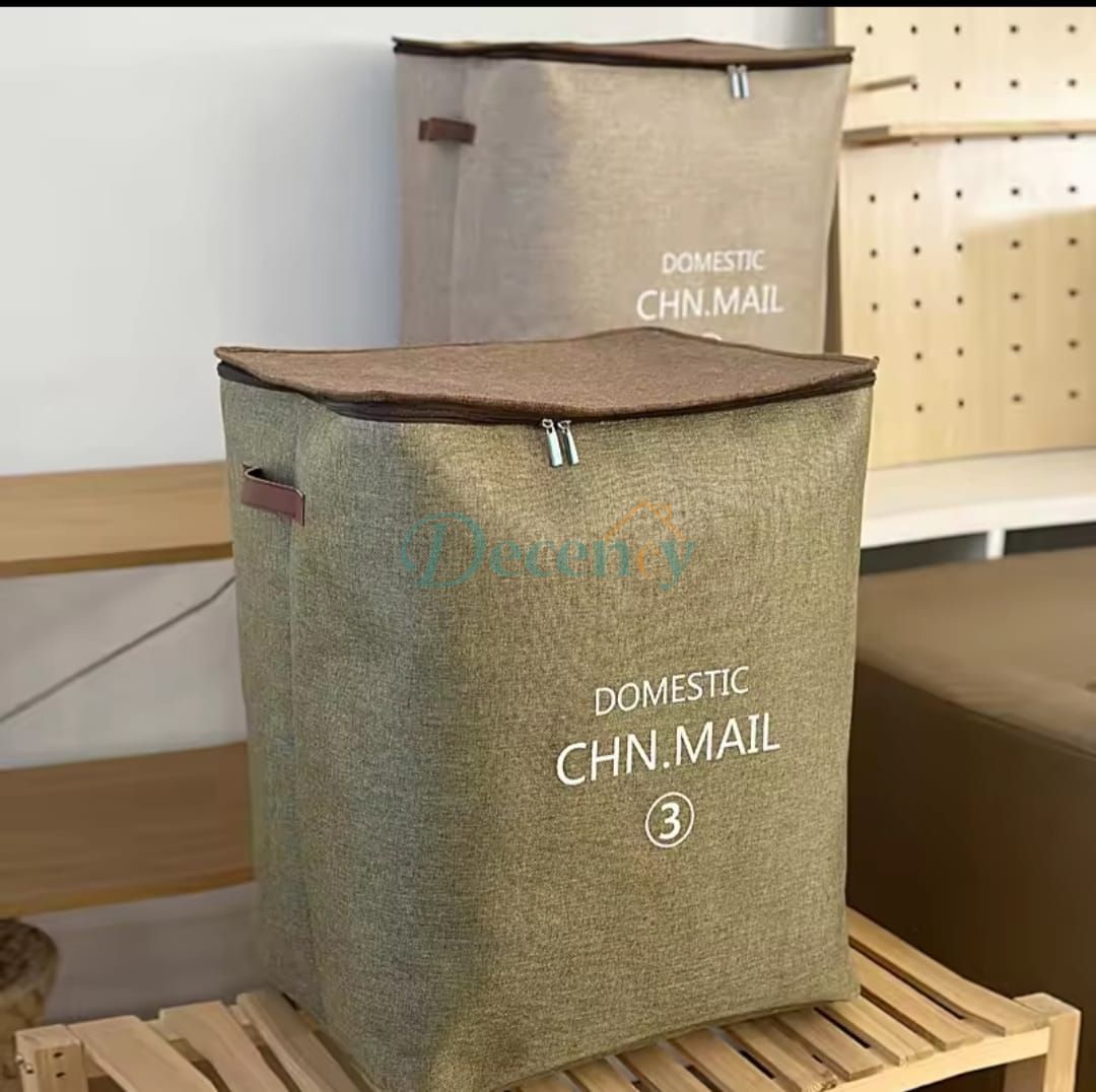 Zippered Fabric Storage Bags for Clothes Blankets Wardrobe Organizer