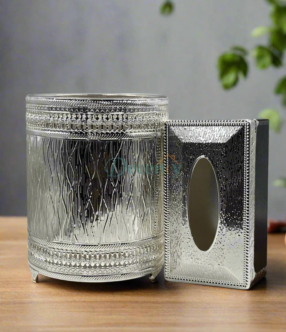 Luxury Gold Tissue Box & Trash Bin Set ( 3 )