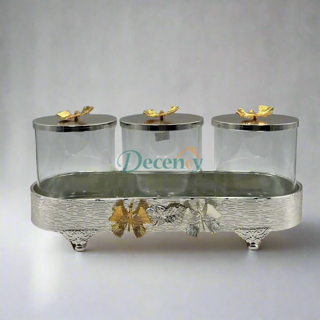 Gold-Toned Glass Canister Set