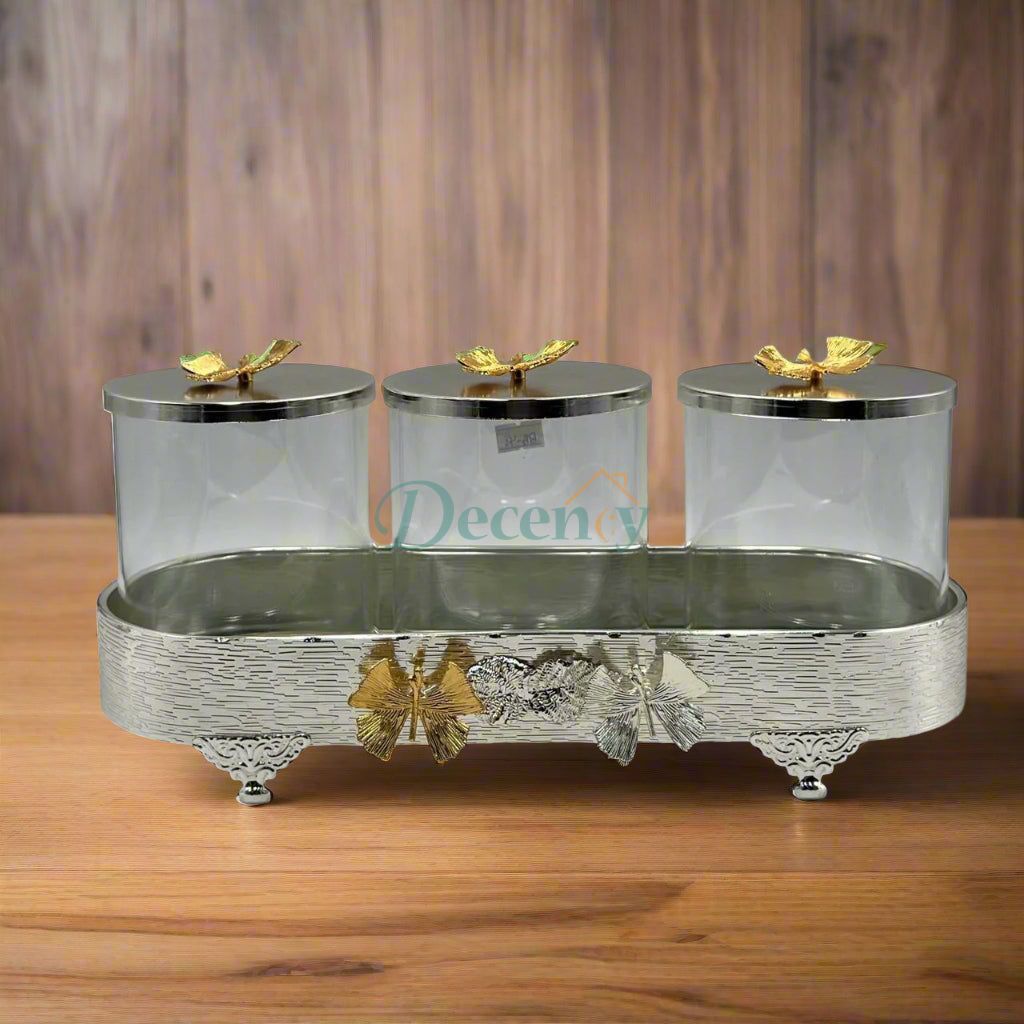 Gold-Toned Glass Canister Set