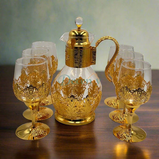 7 Pcs Luxury Golden Leaf Glassware Set ( 1 )