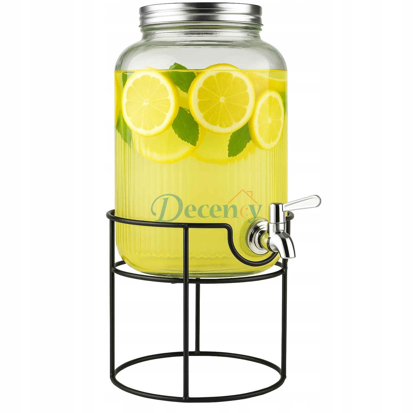 8L Round Glass Water Dispenser with Metal Stand