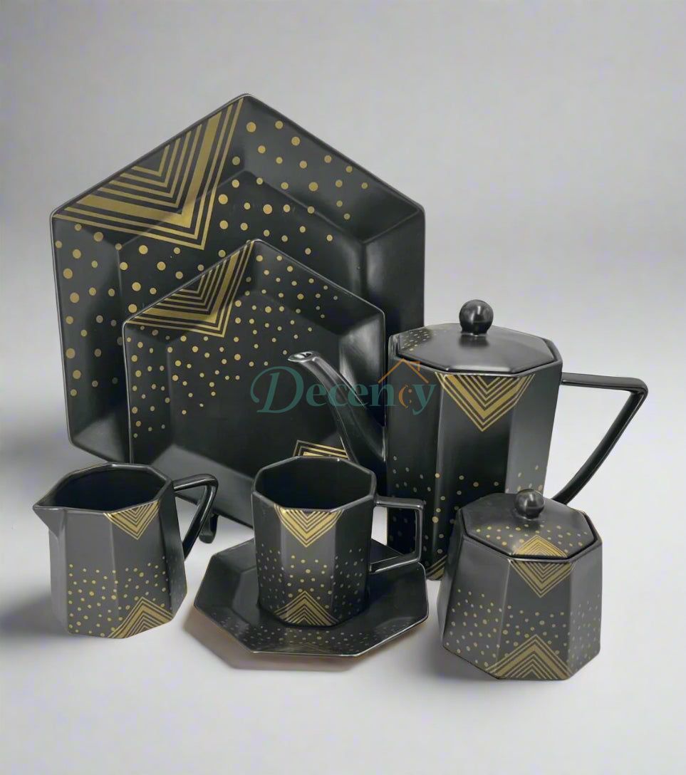 24 Piece Oxford Hexagon Tea Set – Stylish & Durable Serveware ( 3 )