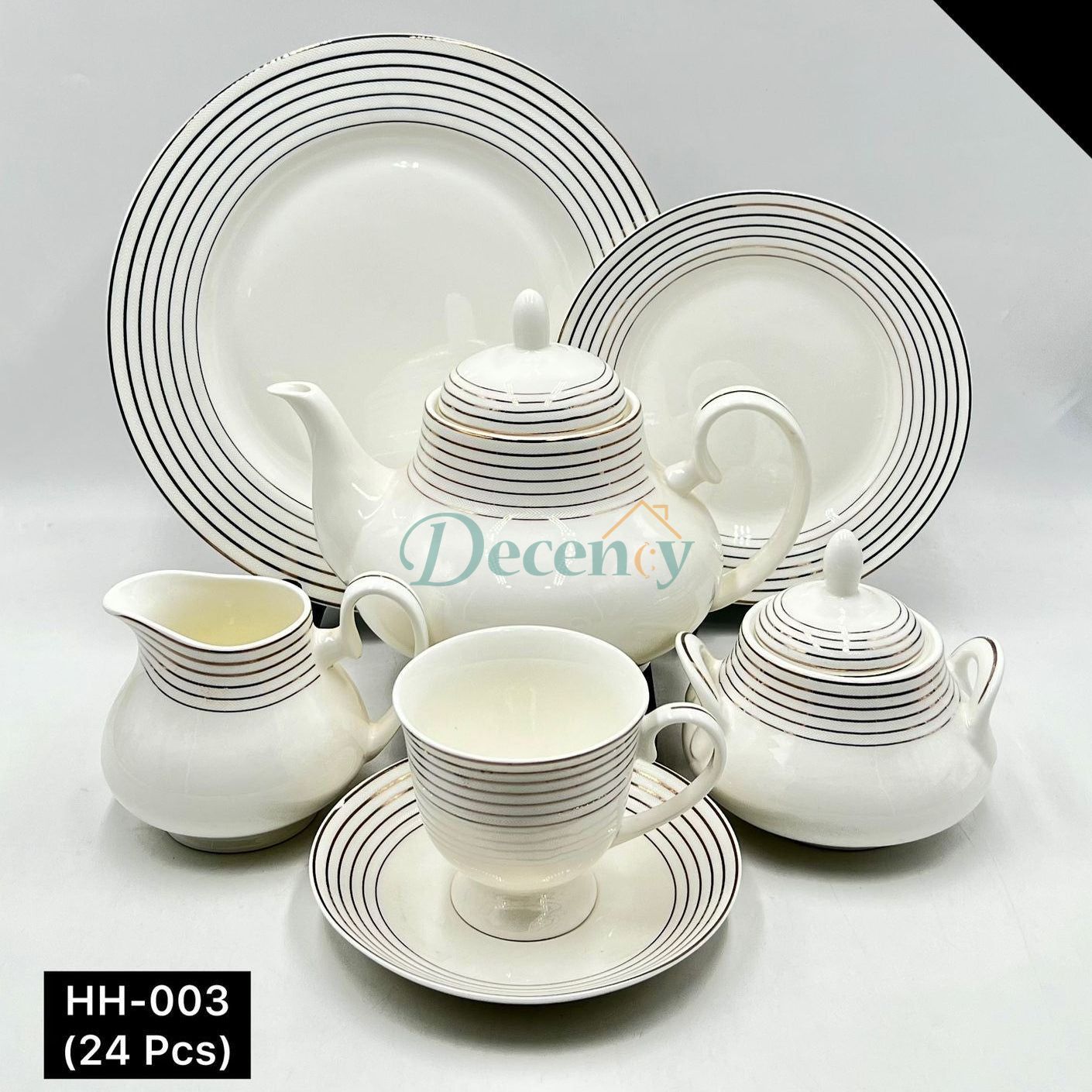 24 PCS Tea Set with Elegant -Cups, Saucers & Serving Accessories ( 1 )