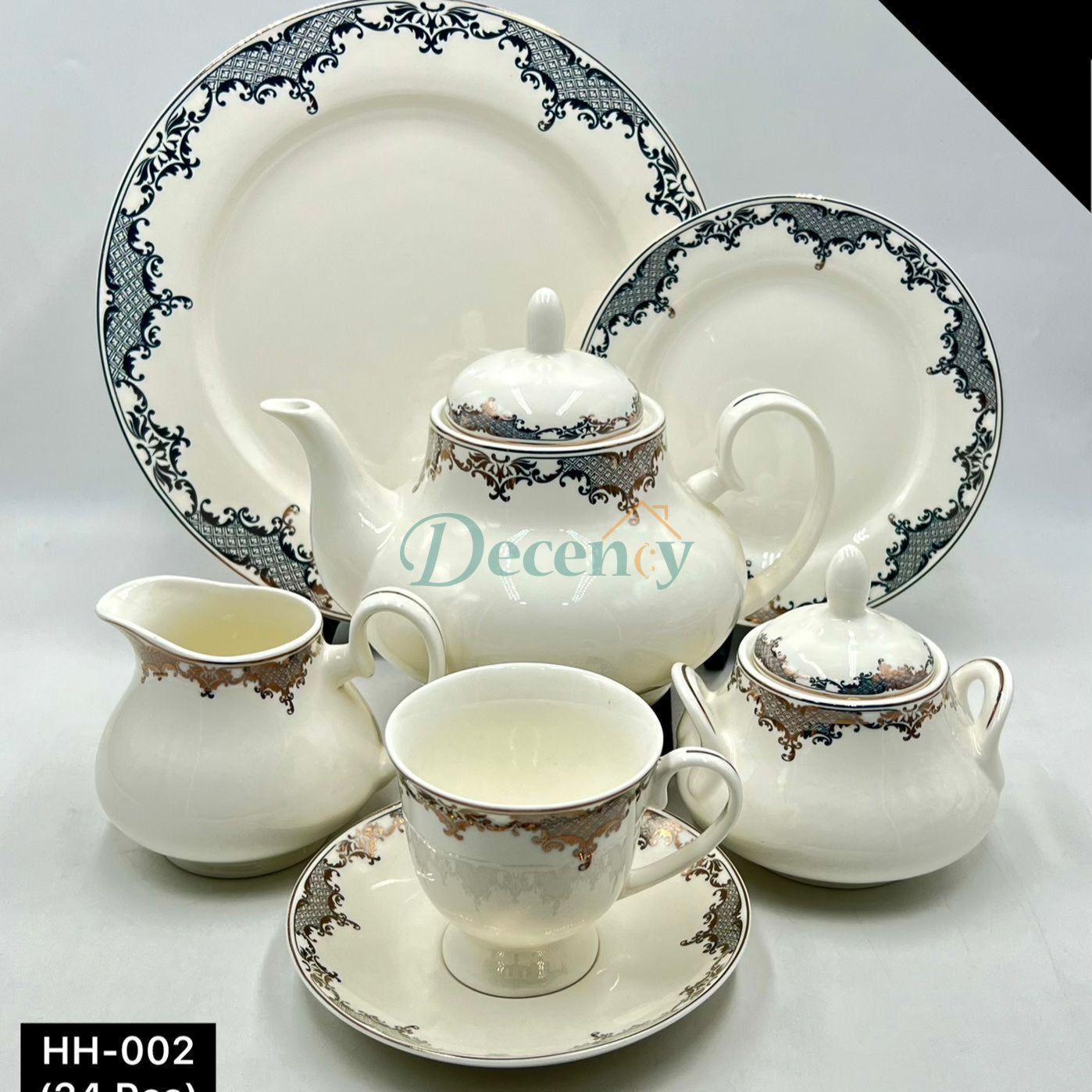 24 PCS Tea Set with Elegant -Cups, Saucers & Serving Accessories ( 3 )