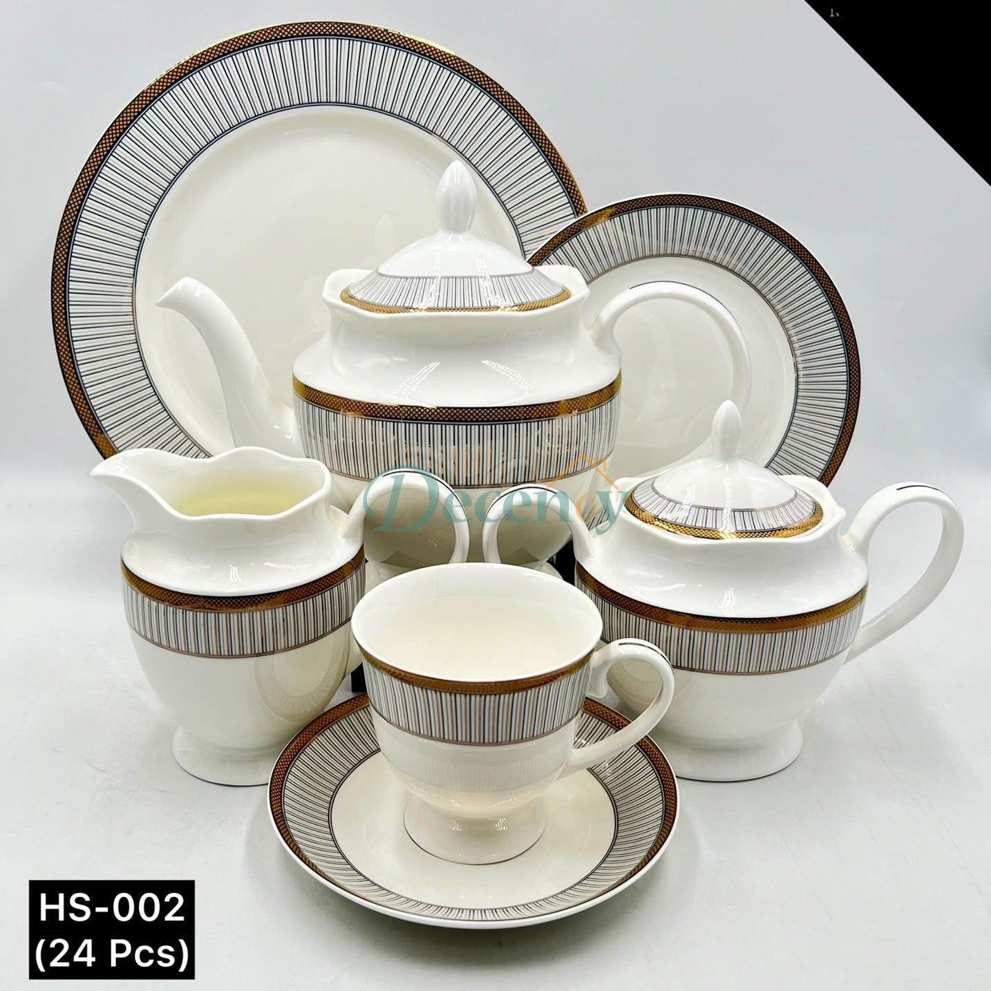 24 PCS Tea Set with Elegant -Cups, Saucers & Serving Accessories ( 6 )