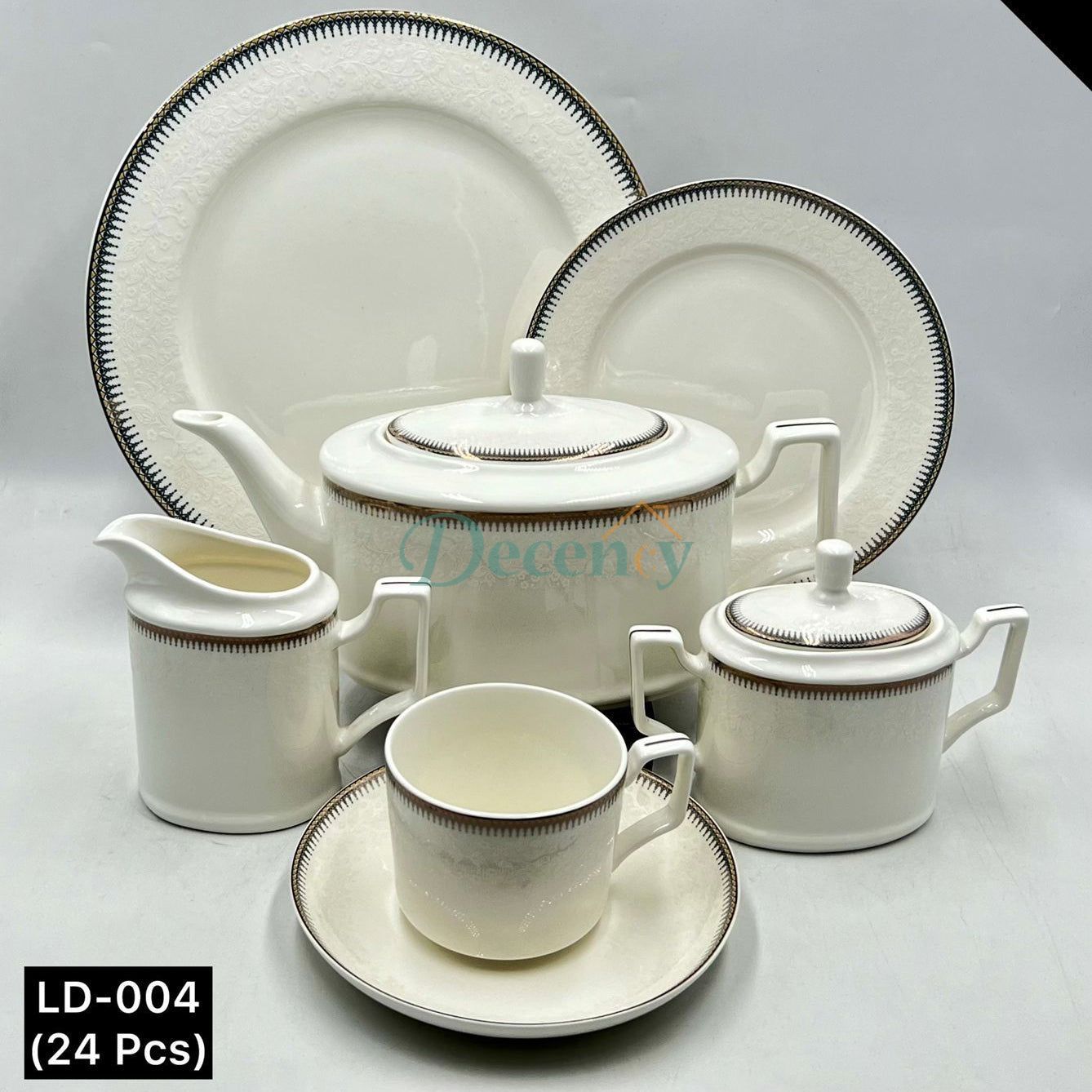 24 PCS Tea Set with Elegant -Cups, Saucers & Serving Accessories ( 10 )