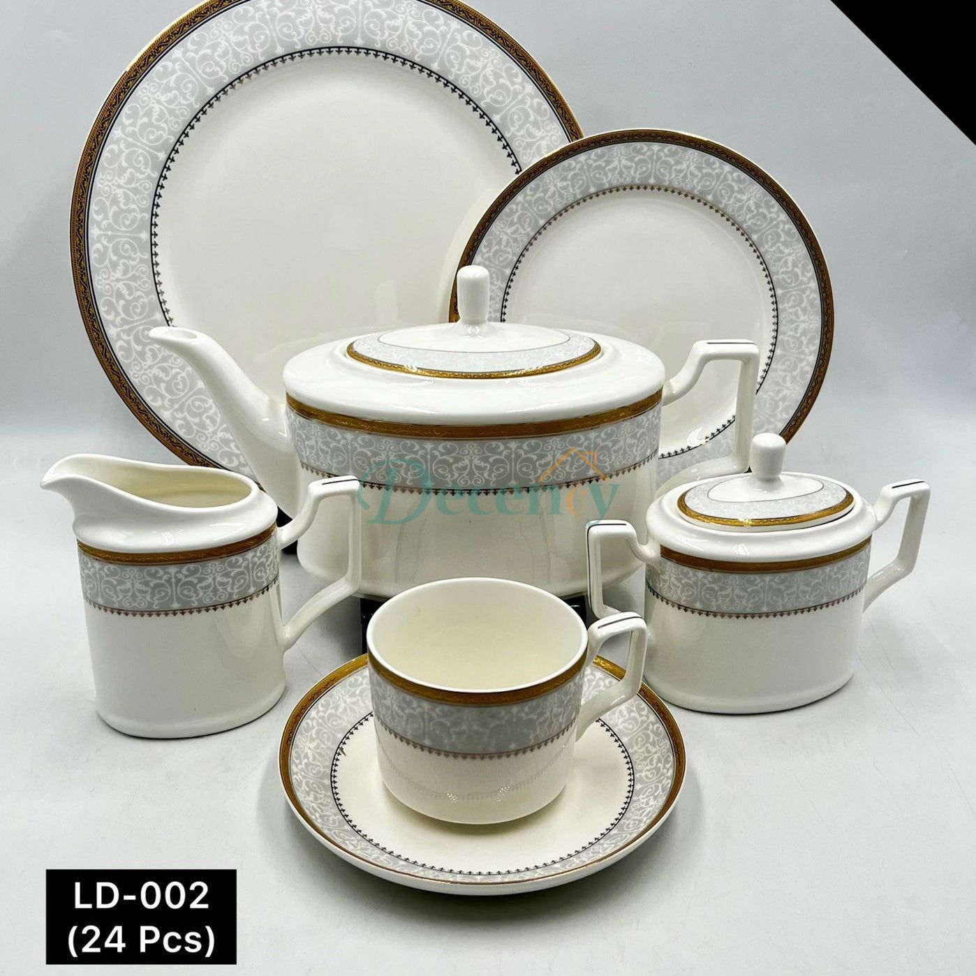 24 PCS Tea Set with Elegant -Cups, Saucers & Serving Accessories ( 11 )