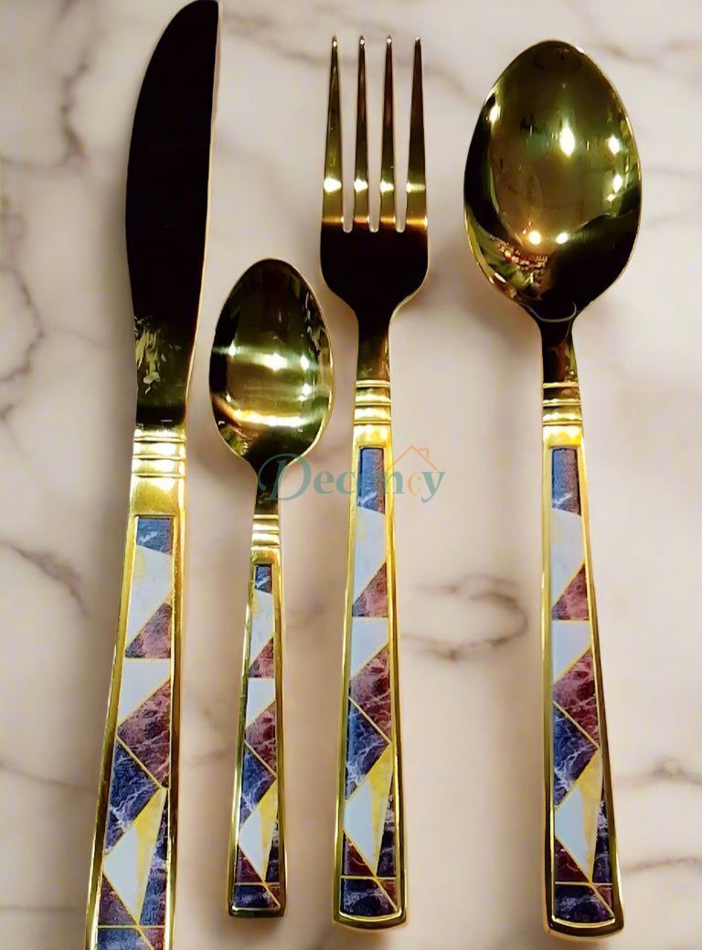 24-Piece Golden Spoon Set – Elegant Stainless Steel Flatware