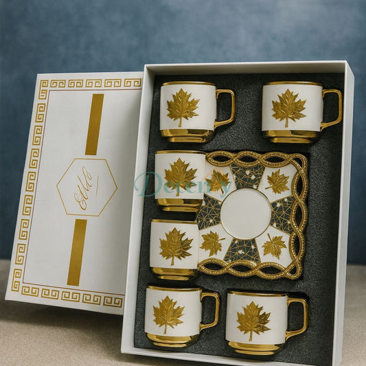 Elegant Mini Ceramic Cup & Saucer Set – 6 Pieces