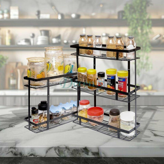 3-Tier Multi-Purpose Metal Spice Rack Wall Mount and Countertop Organizer