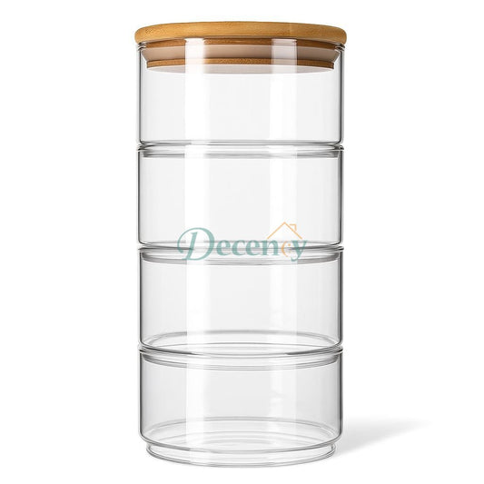 3 & 4 Layers Glass Food Containers With Wooden Lid