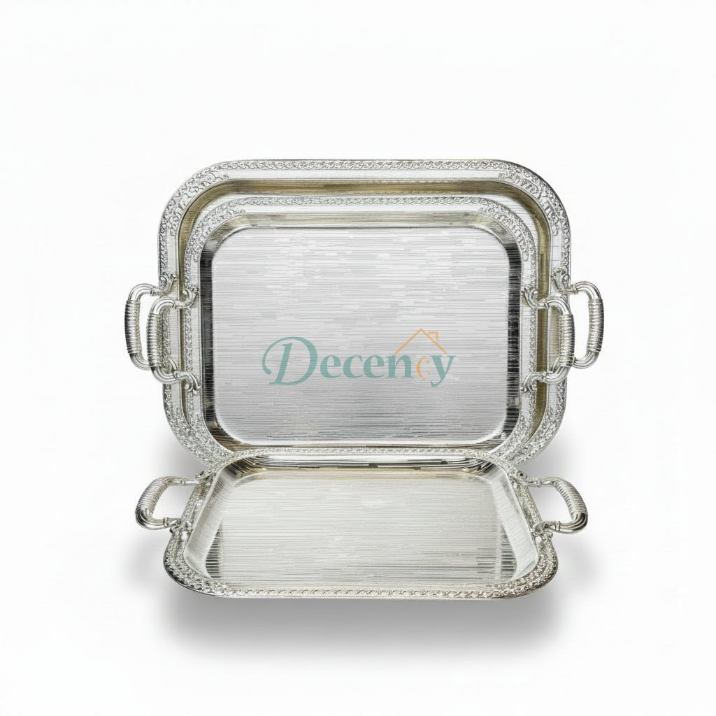 Luxury 3 Pcs Metal Tray Set (G - 08)