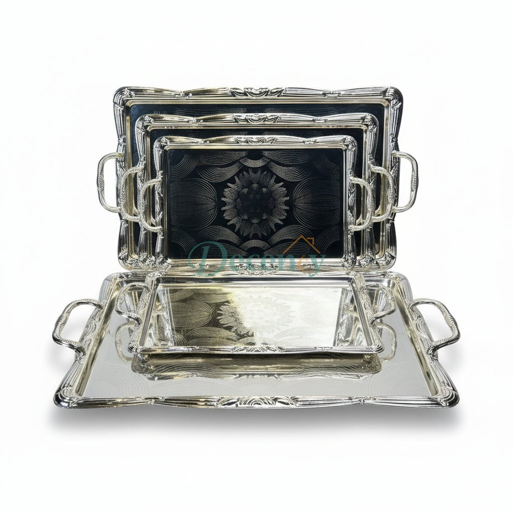 Luxury 3 Pcs Metal Tray Set (G - 10)