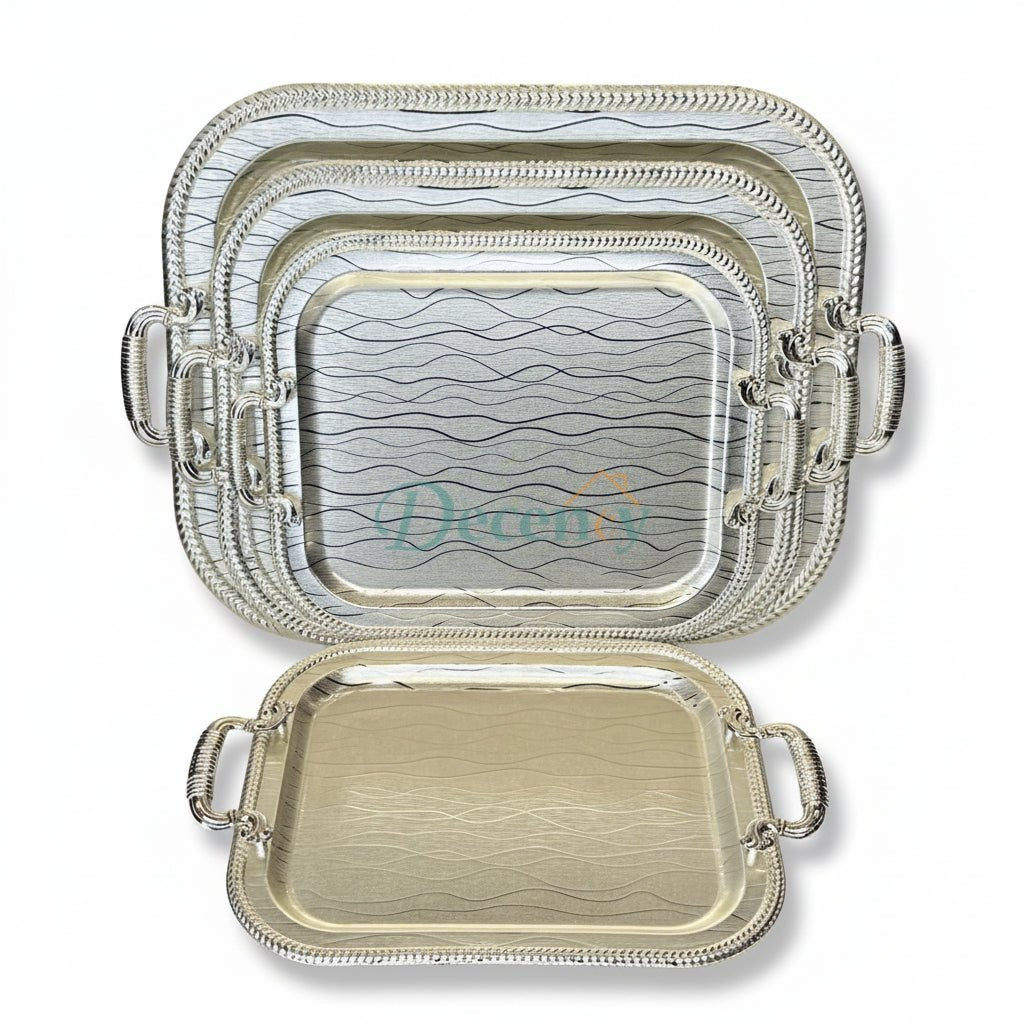 Luxury 3 Pcs Metal Tray Set (G-02)
