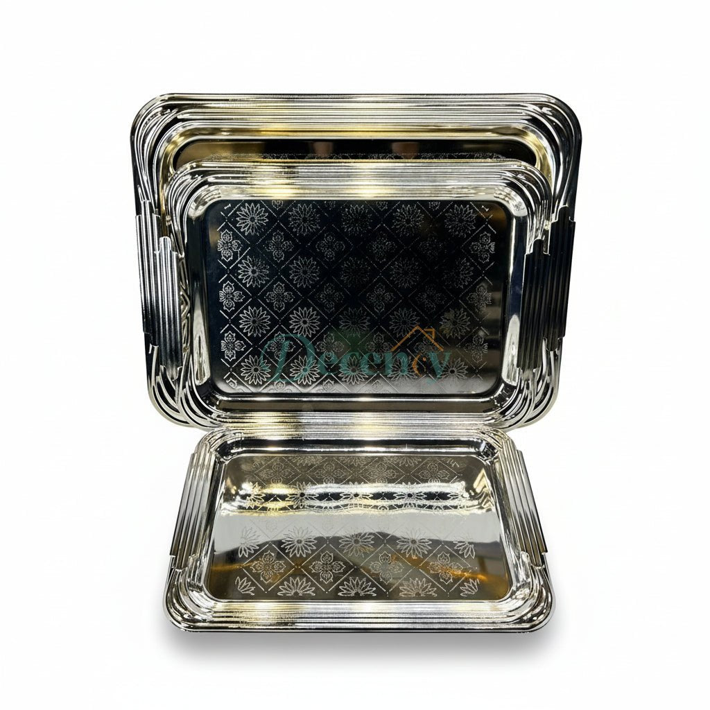 Luxury 3 Pcs Metal Tray Set (G - 12)