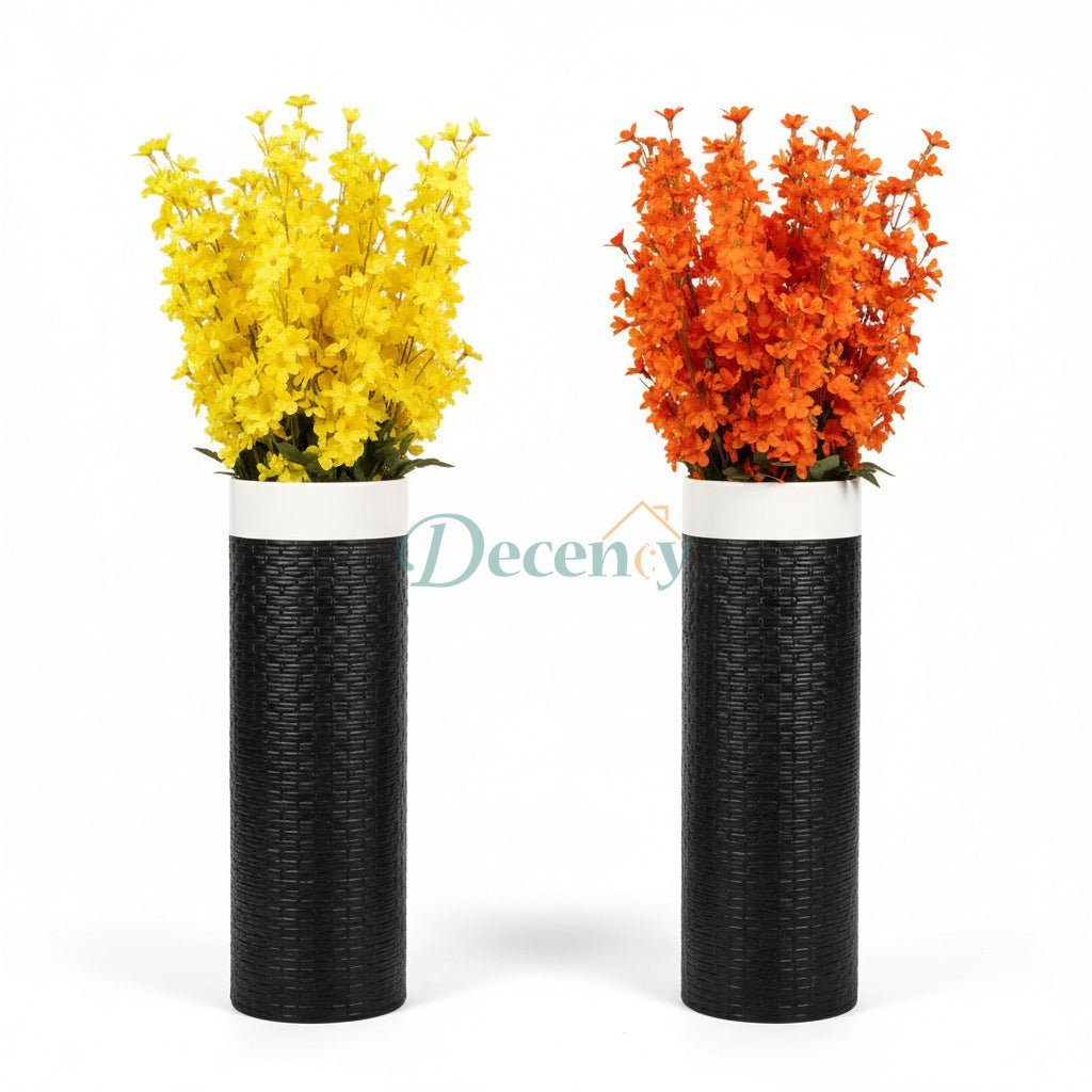 Clander Pvc Pot With Washable Flowers Pair