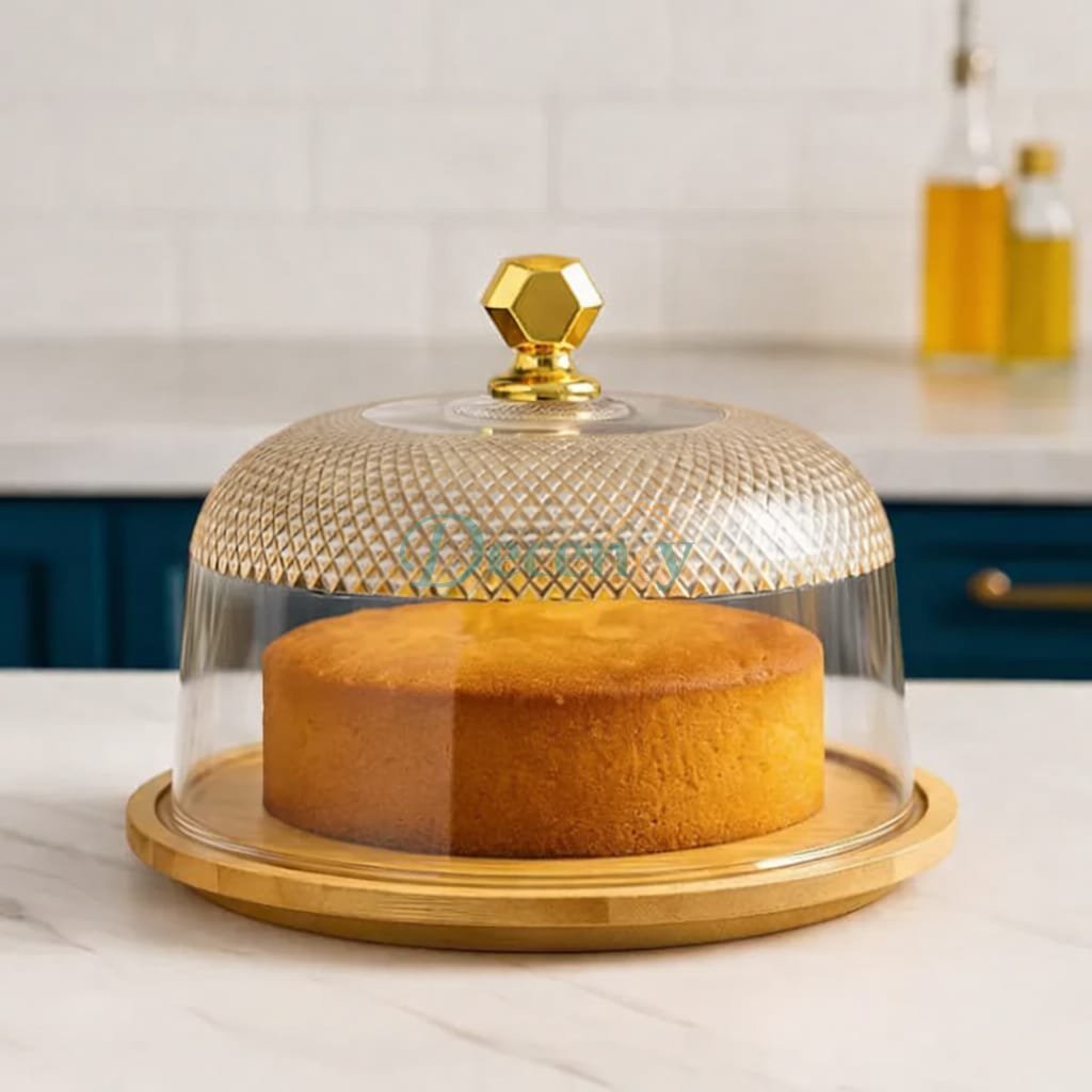 Classique Cake acrylic dome and A Natural Bamboo