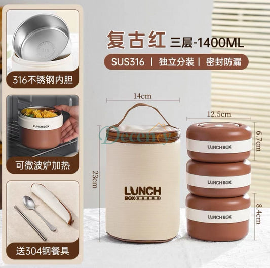 3 Pcs Portable Insulated Lunch Container Set