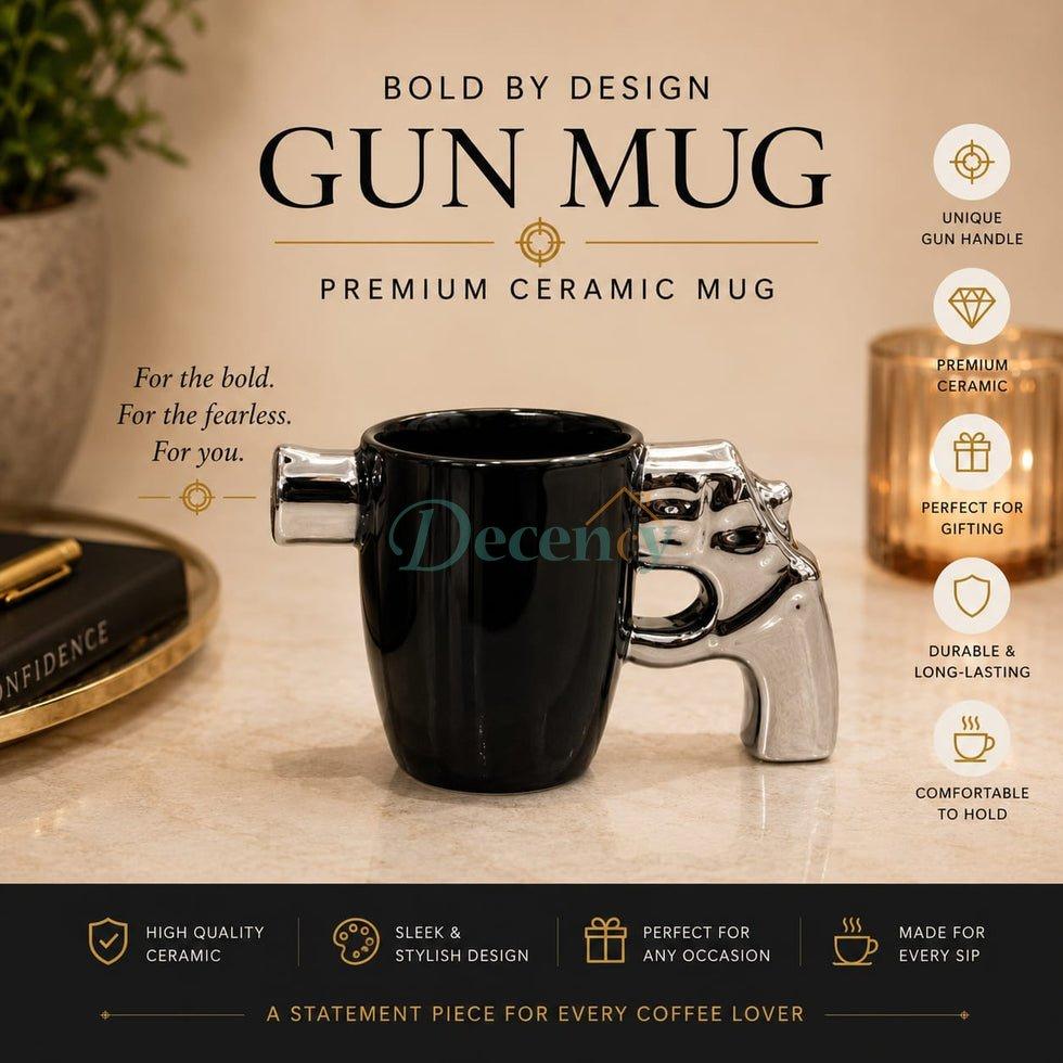 Premium Ceramic Revolver Handle Mug – Unique Coffee Cup