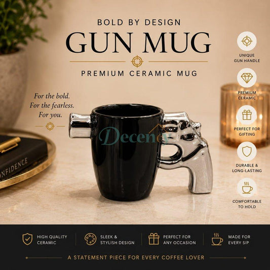 Premium Ceramic Revolver Handle Mug – Unique Coffee Cup