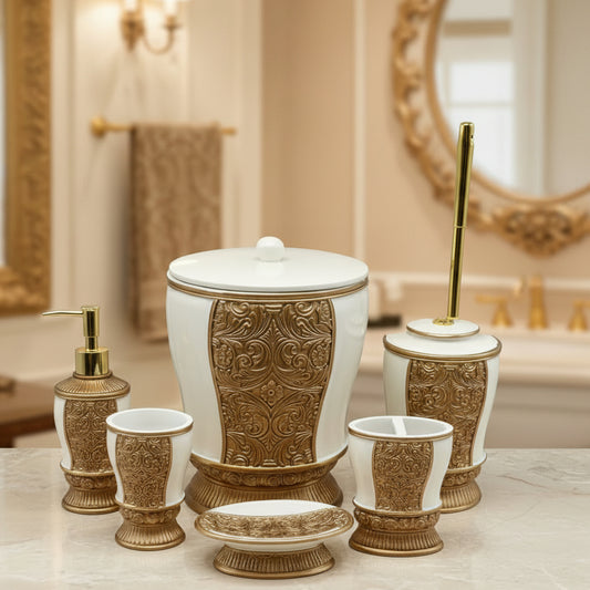 Victorian Style Golden Filigree Bathroom Set - 6 Pieces