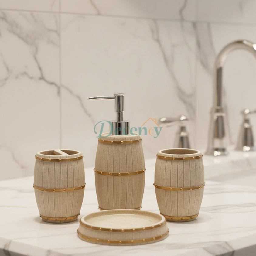 4-Piece Wooden Barrel style Bathroom Sets