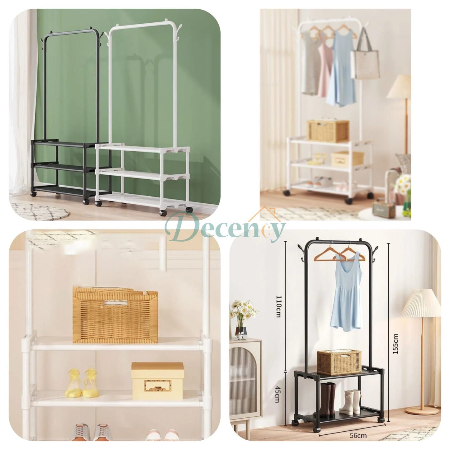 Household Hanger For Clothes, Floor Standing With Shoe Rack, Bedroom Organizer