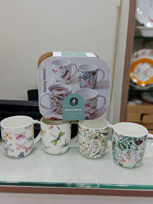 "Danny Home™ 4 Pcs Floral Mugs"