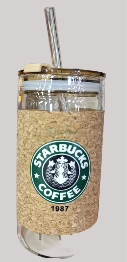 Glass Cup With StarBucks Sleeve