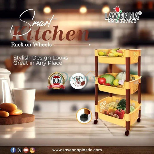 3 - Tiered Plastic Kitchen Home Storage Rack