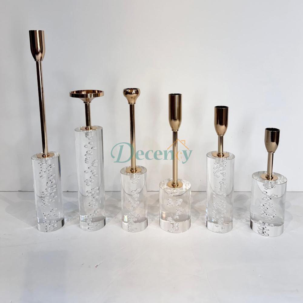 LUXURIOUS CRYSTAL & METALLIC CANDLE HOLDER (6 PCS)