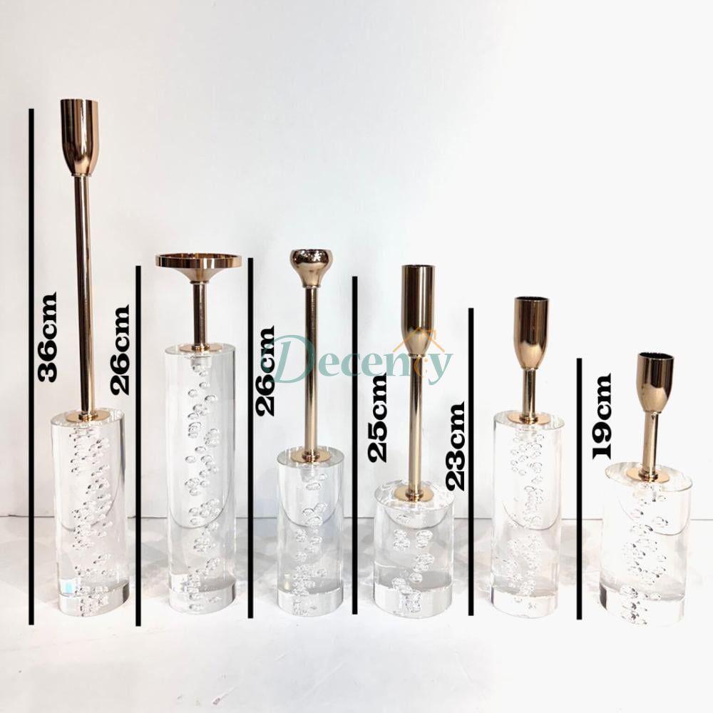 LUXURIOUS CRYSTAL & METALLIC CANDLE HOLDER (6 PCS)