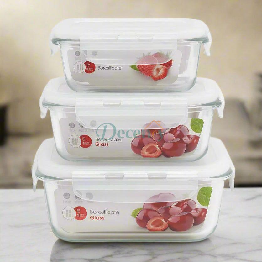 3-Piece Borosilicate Glass Bowl Set – Durable & Airtight