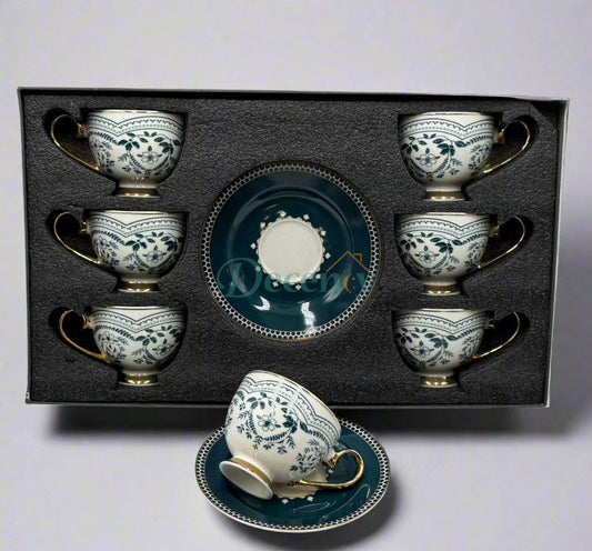 Johnson Brothers ivy-like florals -6 -Piece Elegant Cups & Saucers
