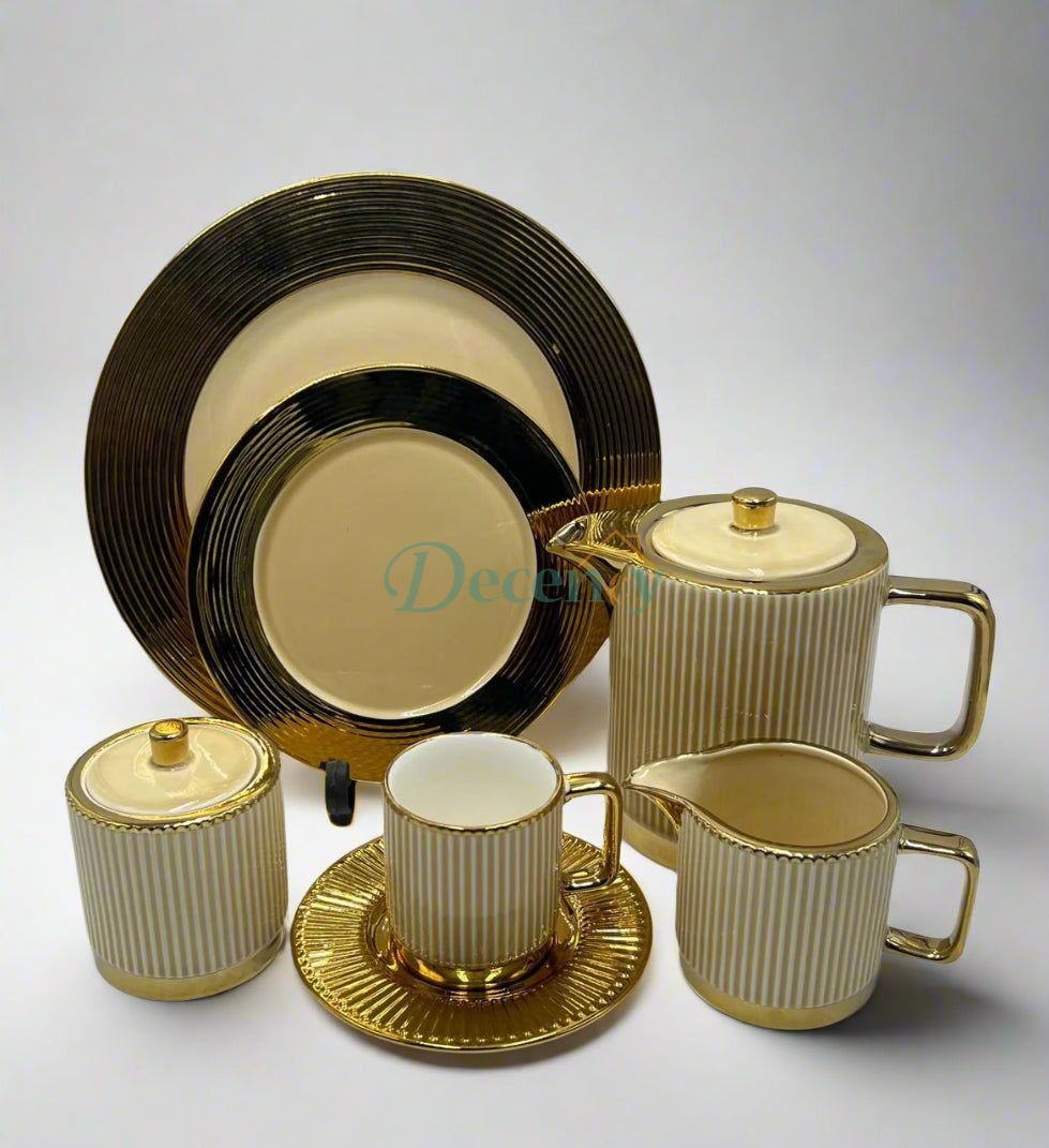 24-Piece Ceramic Tea Set – Premium Cups, Saucers & Serving Essentials ( 1 )