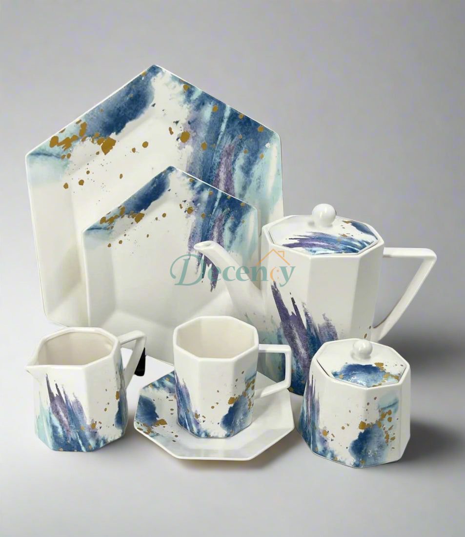 24 Piece Oxford Hexagon Tea Set – Stylish & Durable Serveware ( 3 )