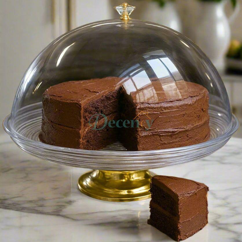 Golden Elegance Acrylic Cake Dome – Stylish Display Stand
