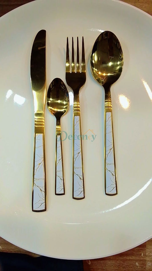 24-Piece Golden Spoon Set – Elegant Stainless Steel Flatware