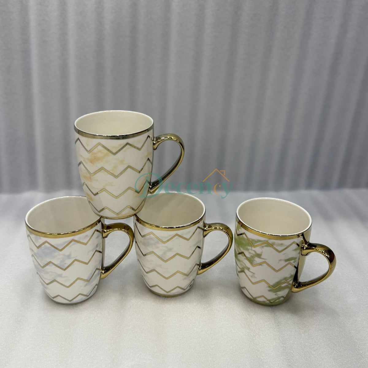 Gold-Trimmed Chevron Ceramic Mug