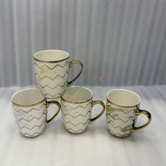 Gold-Trimmed Chevron Ceramic Mug
