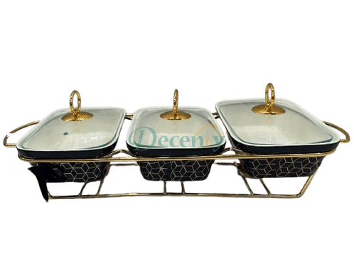 Luxury Triple Dish Food Warmer Buffet Style Serving
