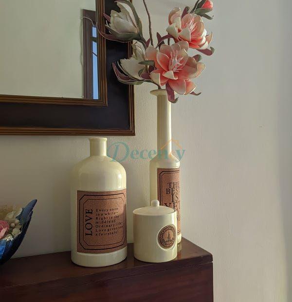 Elegant Antique Ceramic Vase & Candy Jar Set – 4-Piece