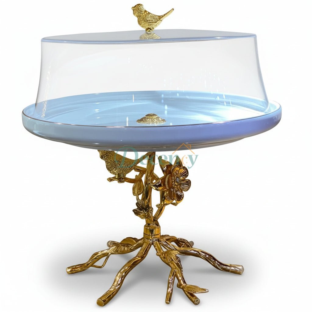 Elegant Gold Cake Stand with Acrylic Lid
