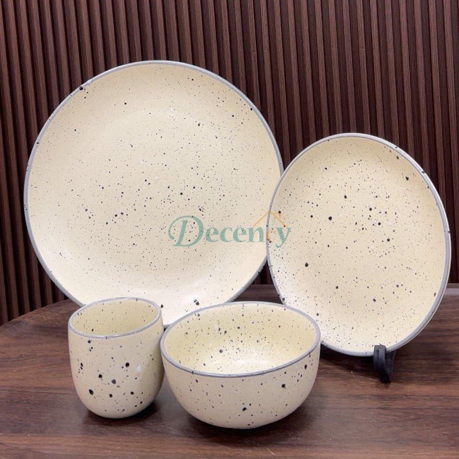 Premium Porcelain Dinner Set with Cream Mozzaik Style