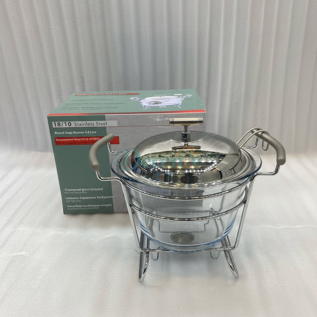Round Soup Warmer Bowl With Burner (Capacity: 4.0 Liter)