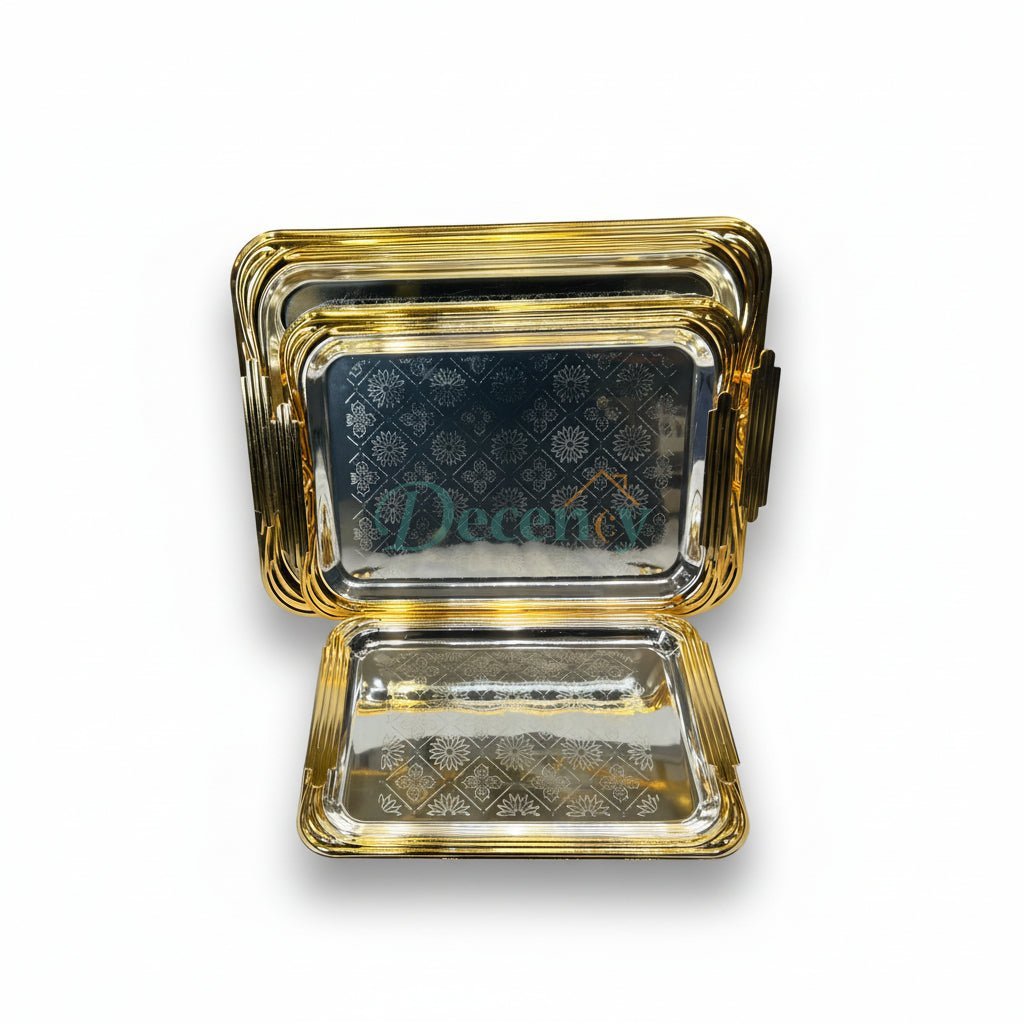 Luxury 3 Pcs Metal Tray Set (G -11)