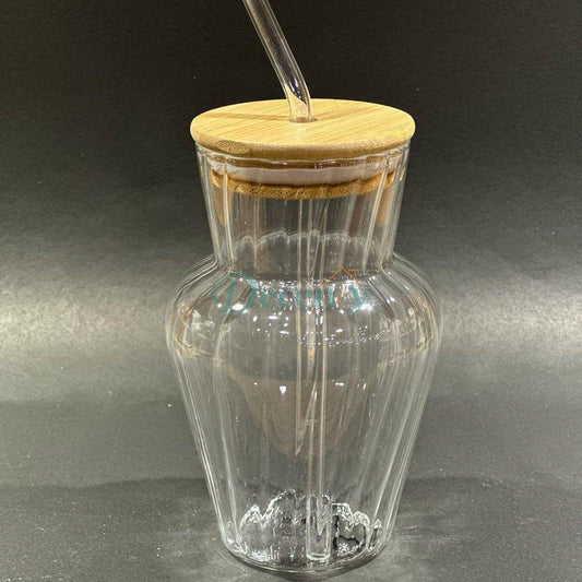 Elegant Glass Tumbler with Lid & Straw