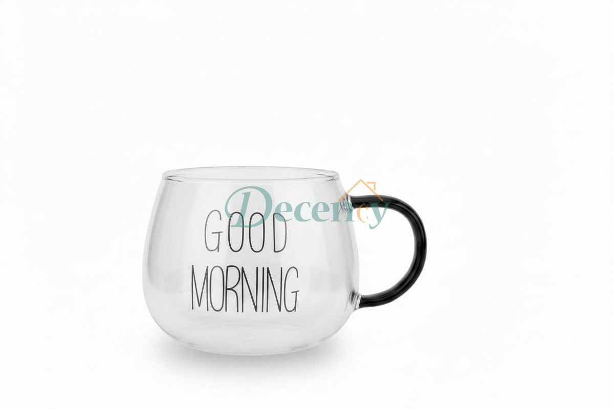 Clear Coffee Cup Cereal Glass Cup Good Morning Mug