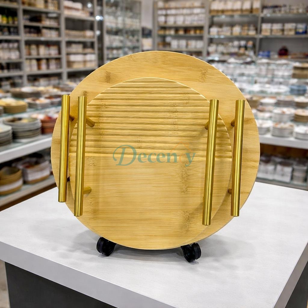 Bamboo 2Pcs Round Tray Set
